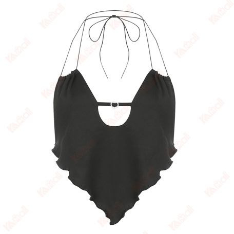 black hanging neck type tank top